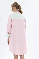 Shefame Kadın Renk Bloklu Bebe Yaka Düğmeli Uzun Kollu Gecelik 251K49SV