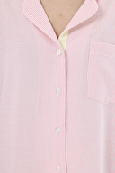 Shefame Kadın Renk Bloklu Bebe Yaka Düğmeli Uzun Kollu Gecelik 251K49SV