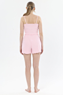 Shefame Kadın Minik Kalp Desenli Oval Yaka İnce Askılı Lyocell Şort Takımı 251K50SV