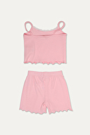 Funfair Kız Çocuk Minik Kalp Desenli Oval Yaka İnce Askılı Lyocell Şort Takımı 251KC06SV