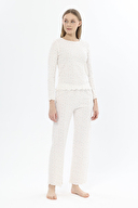 Shefame Kadın Çiçek Desenli Oval Yaka Uzun Kollu Pijama Takımı 251K52SV