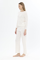 Shefame Kadın Çiçek Desenli Oval Yaka Uzun Kollu Pijama Takımı 251K52SV