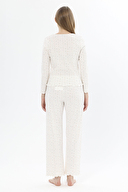 Shefame Kadın Çiçek Desenli Oval Yaka Uzun Kollu Pijama Takımı 251K52SV