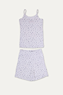 Funfair Kız Çocuk Mavi Çiçek Desenli Oval Yaka İnce Askılı Şort Takımı 251KC07SV