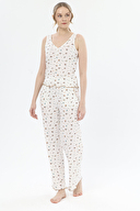 Shefame Kadın Çiçek Desenli V Yaka Düğmeli Kolsuz Lyocell Pijama Takımı 251K56SV