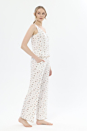 Shefame Kadın Çiçek Desenli V Yaka Düğmeli Kolsuz Lyocell Pijama Takımı 251K56SV