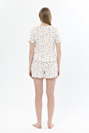 Shefame Kadın Çiçek Desenli V Yaka Düğmeli Kısa Kollu Lyocell Şort Takımı 251K57SV