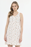 Shefame Kadın Çiçek Desenli V Yaka Düğmeli Kolsuz Lyocell Gecelik 251K58SV