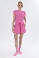 Shefame Kadın Düz Paça Mini Waffle Şort 251K62SV