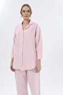 Shefame Kadın Renk Bloklu Bebe Yaka Düğmeli Uzun Kollu Gömlek 251K64SV