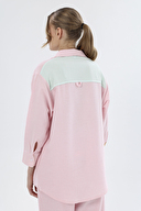 Shefame Kadın Renk Bloklu Bebe Yaka Düğmeli Uzun Kollu Gömlek 251K64SV