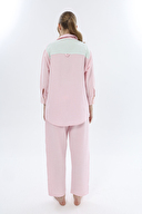 Shefame Kadın Renk Bloklu Bebe Yaka Düğmeli Uzun Kollu Gömlek 251K64SV