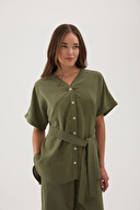 Cottons & Clouds Kadın Önden Düğmeli Bol Kesim Pijama Takımı CC5782