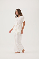 Cottons & Clouds Kadın Önden Düğmeli Bol Kesim Pijama Takımı CC5783