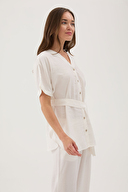 Cottons & Clouds Kadın Önden Düğmeli Bol Kesim Pijama Takımı CC5783