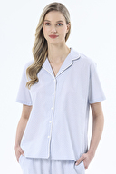 Shefame Kadın Puantiyeli V Yaka Önden Düğmeli Pijama Takımı 251K01PP