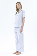 Shefame Kadın Puantiyeli V Yaka Önden Düğmeli Pijama Takımı 251K01PP