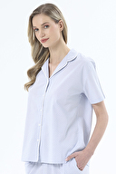 Shefame Kadın Puantiyeli V Yaka Önden Düğmeli Pijama Takımı 251K01PP