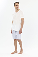 Finesuits Erkek Bisiklet Yaka Puantiyeli Kısa Kollu Pijama Takımı 251E06PP