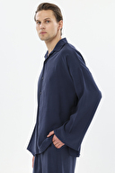 Finesuits Erkek Gömlek Yaka Düğmeli Uzun Kollu Pijama Takımı 251E04PP