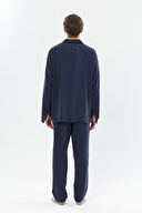 Finesuits Erkek Gömlek Yaka Düğmeli Uzun Kollu Pijama Takımı 251E04PP