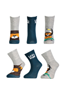 Funfair Erkek Çocuk Üçlü Desenli Pamuklu Soket Çorap 251EC12BS
