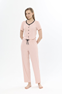 Shefame Kadın Dantel Detaylı Düğmeli Kısa Kollu Dublin Pijama Takımı 251KD03P