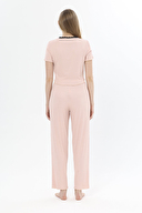 Shefame Kadın Dantel Detaylı Düğmeli Kısa Kollu Dublin Pijama Takımı 251KD03P