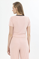 Shefame Kadın Dantel Detaylı Düğmeli Kısa Kollu Dublin Pijama Takımı 251KD03P