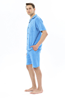 First Company Erkek V Yaka Düğmeli Kısa Kollu Havlu Şort Takım 251ES01KL