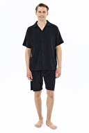 First Company Erkek V Yaka Düğmeli Kısa Kollu Havlu Şort Takım 251ES01KL