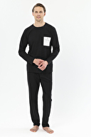First Company Erkek Bisiklet Yaka Cep Detaylı Uzun Kollu Pijama Takımı 251EP02KL
