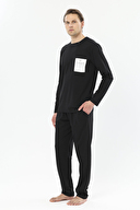 First Company Erkek Bisiklet Yaka Cep Detaylı Uzun Kollu Pijama Takımı 251EP02KL