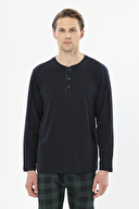 First Company Erkek Midi Yaka Yarım Düğmeli Uzun Kollu Pijama Takımı 251EP03KL