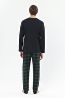 First Company Erkek Midi Yaka Yarım Düğmeli Uzun Kollu Pijama Takımı 251EP03KL