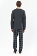 First Company Erkek Midi Yaka Yarım Düğmeli Uzun Kollu Pijama Takımı 251EP03KL