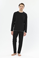 First Company Erkek Bisiklet Yaka Biye Detaylı Uzun Kollu Pijama Takımı 251EP04KL