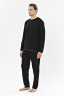 First Company Erkek Bisiklet Yaka Biye Detaylı Uzun Kollu Pijama Takımı 251EP04KL