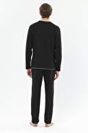 First Company Erkek Bisiklet Yaka Biye Detaylı Uzun Kollu Pijama Takımı 251EP04KL
