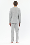 First Company Erkek Bisiklet Yaka Biye Detaylı Uzun Kollu Pijama Takımı 251EP04KL