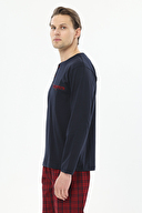 First Company Erkek Midi Yaka Yarım Düğmeli Uzun Kollu Pijama Takımı 251EP05KL