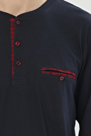 First Company Erkek Midi Yaka Yarım Düğmeli Uzun Kollu Pijama Takımı 251EP05KL
