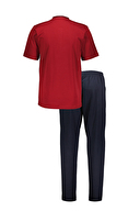 First Company Erkek Bisiklet Yaka Patlı Regular Fit Kısa Kollu Düz Paça Pijama Takımı 251EP11KL