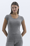 Shefame Kadın Yuvarlak Yaka Kısa Kollu Modal Pijama Üstü 252K1997BS