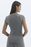 Shefame Kadın Yuvarlak Yaka Kısa Kollu Modal Pijama Üstü 252K1997BS