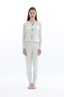 Shefame Kadın Transferli Ribana Uzun Kollu Pijama Takım 261K7106PI