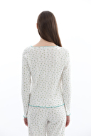 Shefame Kadın Transferli Ribana Uzun Kollu Pijama Takım 261K7106PI