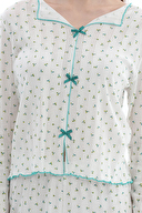 Shefame Kadın Transferli Ribana Uzun Kollu Pijama Takım 261K7106PI