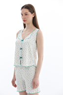 Shefame Kadın Transferli Ribana Sıfır Kol Şort Takım 261K7107PI