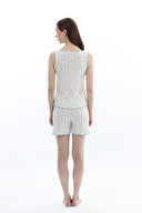 Shefame Kadın Transferli Ribana Sıfır Kol Şort Takım 261K7107PI